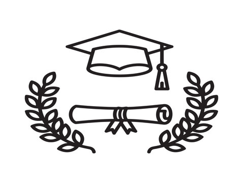 graduation celebration vector illustration with laurel wreath and diploma