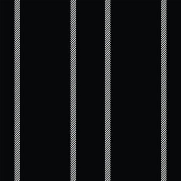 Lovely background vertical seamless, detailed texture textile fabric. Elegance vector pattern lines stripe in black and white colors.