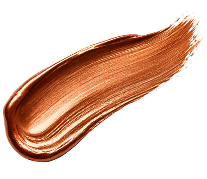 Bronze Paint Brush Stroke Isolated on White Background
