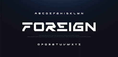 Foreign, Technology future modern alphabet fonts. Science typography bold font uppercase. vector illustration © Elifaa