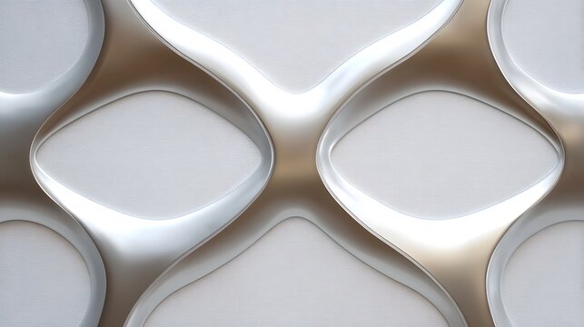 A sophisticated repeating pattern of glossy recessed ovoid panels with dramatic metallic highlights ideal for modern architectural backgrounds