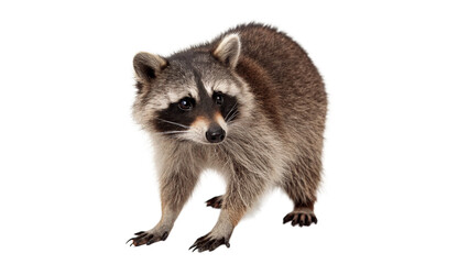 Obraz premium Raccoon standing on its hind legs indoors isolated on transparent background