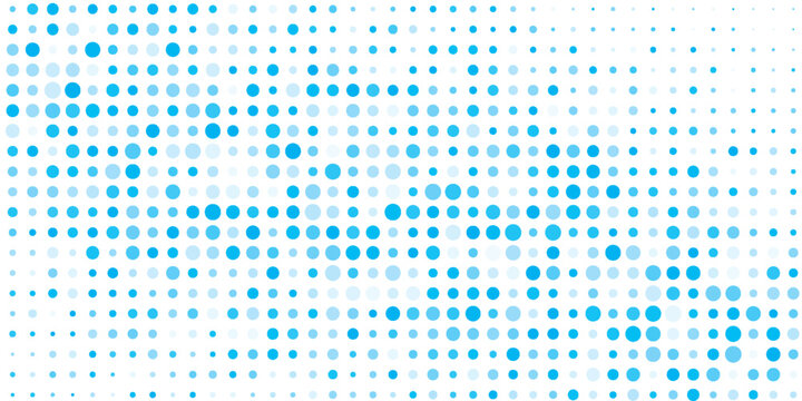 Abstract blue halftone dot pattern on white background with creative circular design