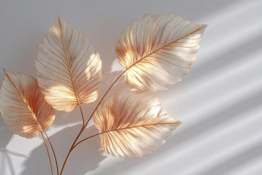 Golden Leaves Minimal Botanical Composition