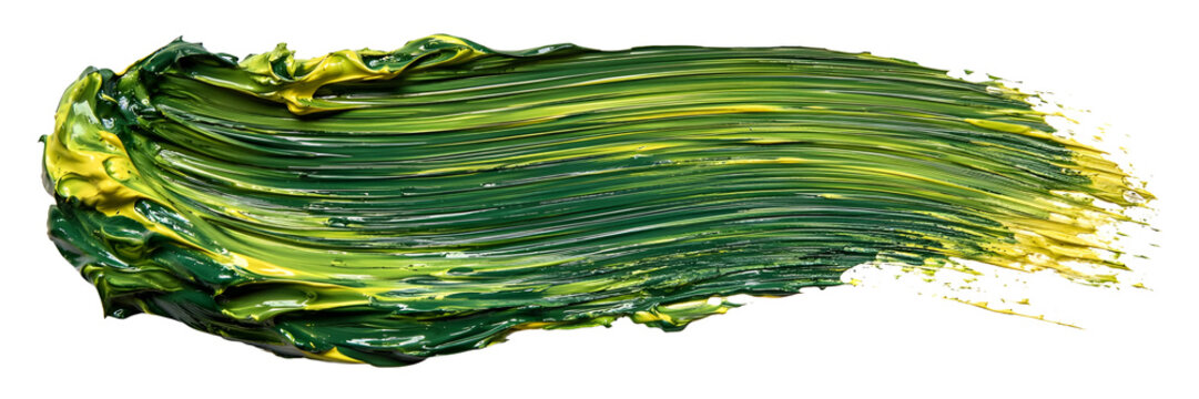 Green Paint Brush Stroke Isolated on White Background
