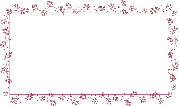 Floral border frame, red cherry blossom, vector illustration, decorative template, blank label