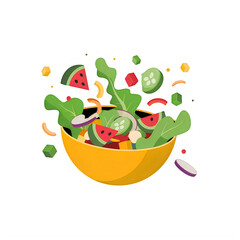 Fototapeta premium Colorful salad bowl with fresh vegetables isolated on transparent background
