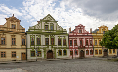 Fototapeta premium Colorful tenement houses on one of the streets in Hradec Králové.