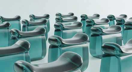 Obraz premium Abstract background of repeating teal glass objects modern 3D render with clean lines and reflective surfaces suitable for technology or design concepts