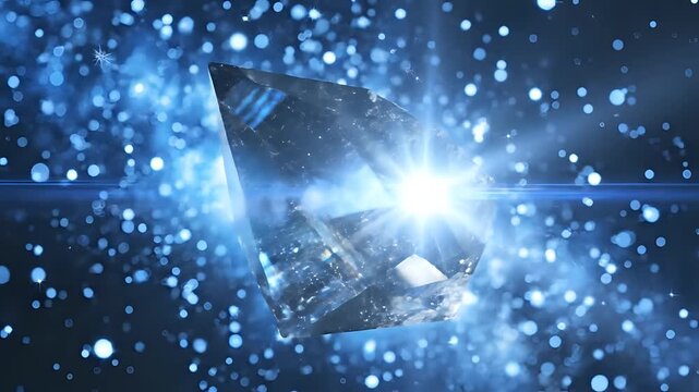 Abstract Crystal Formation in Cosmic Nebula with Glowing Particles.
