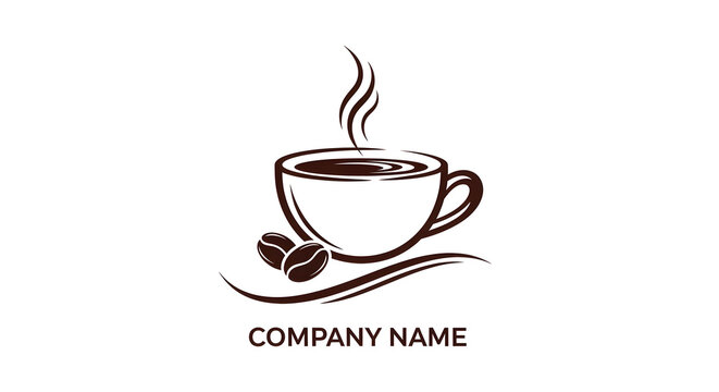 Coffee cup sketch with beans a simple and elegant logo design