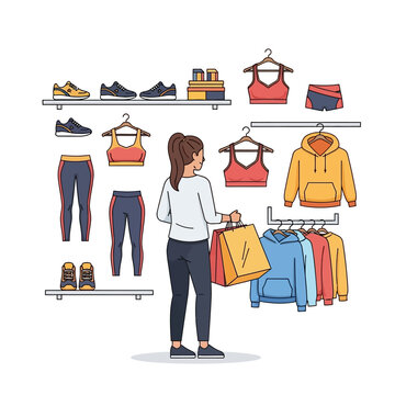 Woman Shopping for Athletic Wear in Store