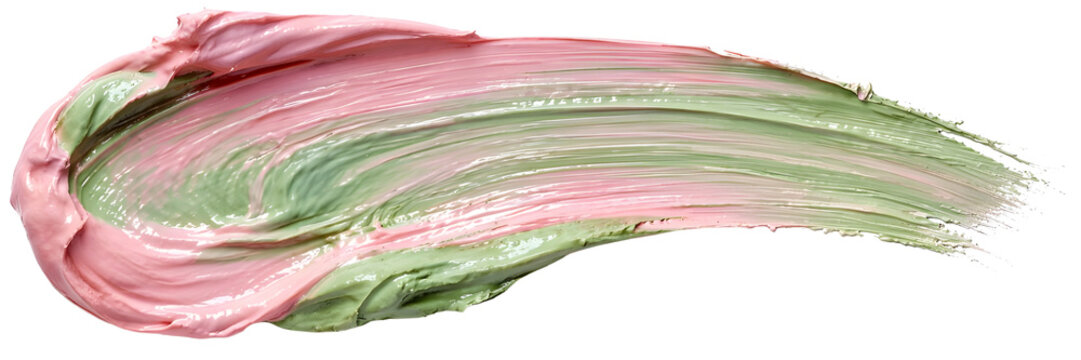 Pink Green Paint Brush Stroke Isolated on White Background
