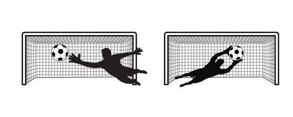 Soccer goalkeeper silhouette dynamic action shots of a player defending the goal. © Md. Latif Mamun