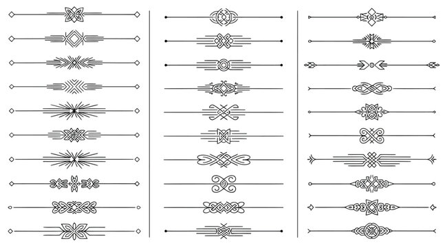 Set of decorative text dividers and ornaments, collection of vintage calligraphic lines and flourishes