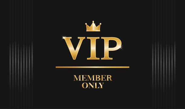 Premium VIP card with gold text and a crown. Premium membership invitation. Vector illustration.