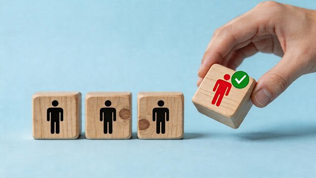 Business decision making selecting the best candidate for job recruitment human resource management choosing the right person from pool of applicants for company growth