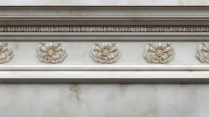Obraz premium Detailed architectural frieze featuring repeating stylized floral rosettes set into an aged creamy stone surface