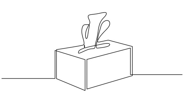 Animation continuous single line drawing Tissue box. Full length one line 4K video clip. Animation continuous single line drawing Tissue box. Full length one line motion