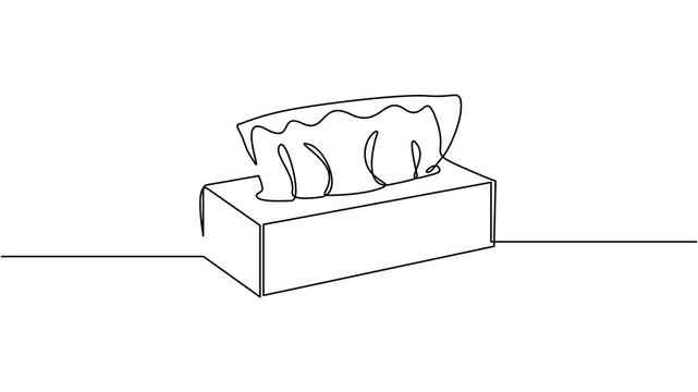 Animation continuous single line drawing Tissue box. Full length one line 4K video clip. Animation continuous single line drawing Tissue box. Full length one line motion