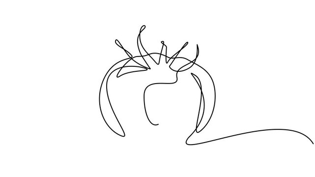 Animated self drawing of continuous line draw tomato, One continuous self drawing line animation, footage 4k animation