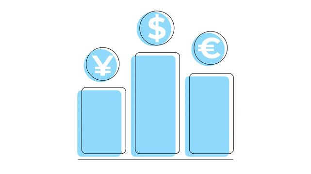 Financial Growth Bar Chart with Currency Symbols.