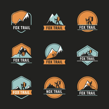 Mountain Hiking Adventure Logos - Fox Trail & Nox Trail Emblem Collection