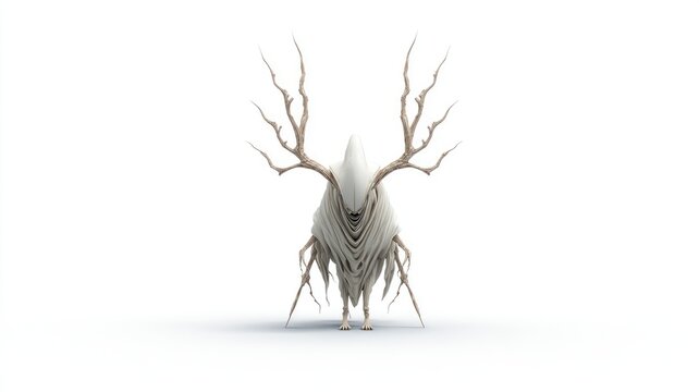 Ethereal Forest God with Flowing Drapes and Branching Horns