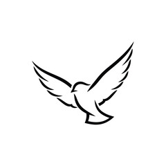 Fototapeta premium Flying dove silhouette icon, peace symbol, vector illustration