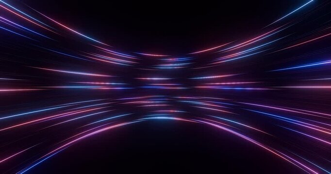 Abstract pattern of light lines. 3d render video. 