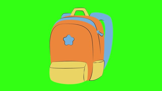 Backpack for school with star symbol animation 