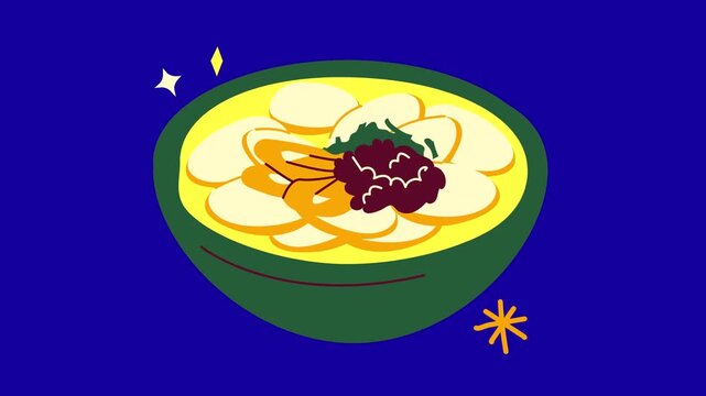 Tasty dish in bowl animation 
