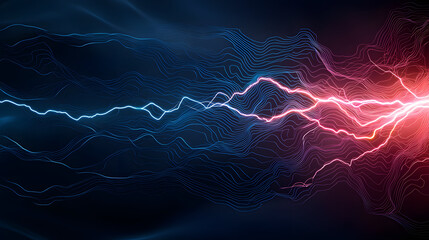 Fototapeta premium Electric energy flows through vibrant blue and red lines, creating dynamic visual effect 