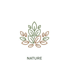 Obraz premium Minimalist Leaf Branch Icon - Organic Nature Symbol