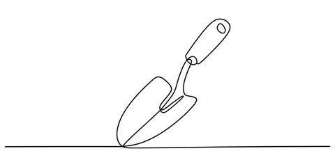 Garden trowel hand shovel one line drawing © Icon_gallery