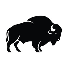American bison silhouette vector icon, majestic buffalo bull profile, black wild animal mascot for sports branding © Mim's Creation