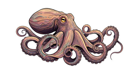 Vector illustration of a flat-style octopus © Wa