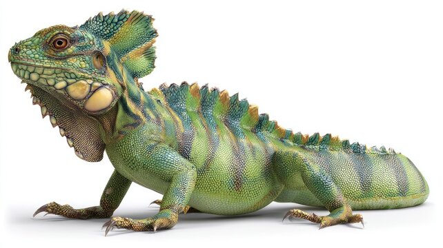 Majestic Plumed Basilisk Lizard with Vivid Green and Yellow Scales
