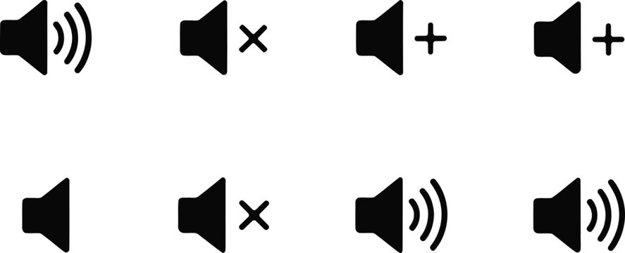 Speaker volume control icons a collection of muted amplified and disabled states