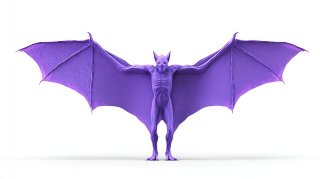 Menacing Purple Humanoid Bat Creature Standing with Wings Fully Extended