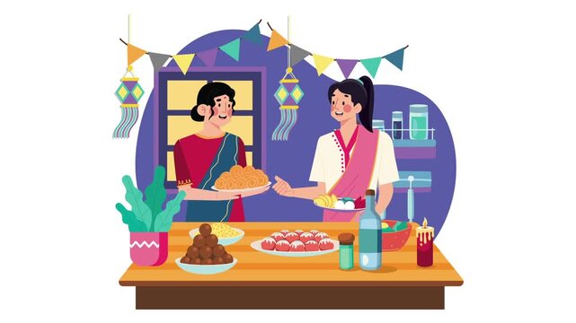 Diwali Sweets Preparation Festival Animation