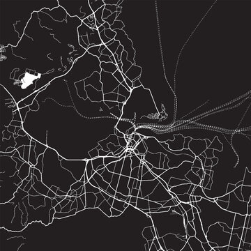 Auckland New Zealand Vector Map, Detailed City Street Map Black and White Minimalist Line Art