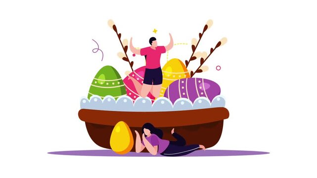 Easter Basket Eggs Celebration Fun Concept Animation