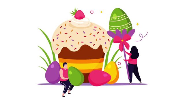 Easter Dessert Egg Decoration Celebration Animation