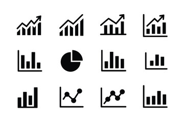 Obraz premium Data analysis icon, chart graph graphics, business analytics symbols, statistics dashboard concept, vector illustration