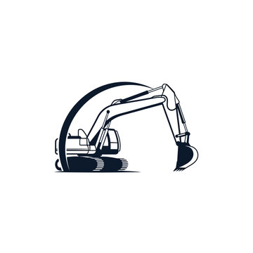 Excavator machine in industrial setting.