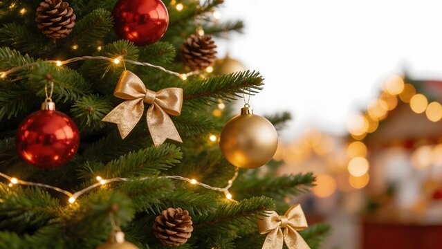 Decorated Christmas tree with ornaments