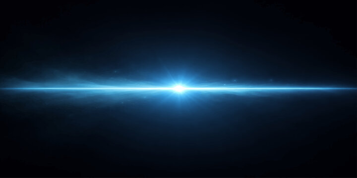 Abstract blue space background with glowing stars and light energy waves in a dark digital design