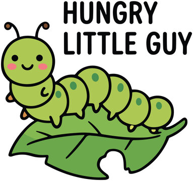cute cartoon doodle hungry little guy spring funny quote