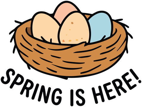 cute cartoon doodle spring is here spring funny quote.